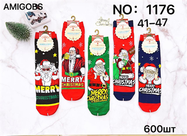 Мужские носки зимние термо с рисунком новогодним ассорти  Amigobs оптом мешками арт 1176 23256