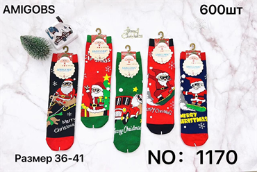 Женские носки зимние термо с рисунком новогодним ассорти  Amigobs оптом мешками арт 1170 23265